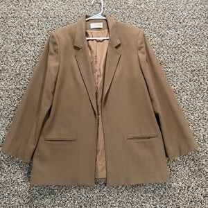 VTG 100% Wool Blazer 16 Camel Preppy Academia Classic Career Jacket White Stag